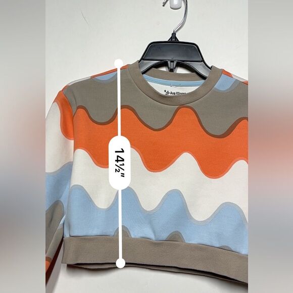 Marimekko x Adidas Allover Print Cotton Sweatshirt in Light Blue Brown Combo S - Picture 6 of 12